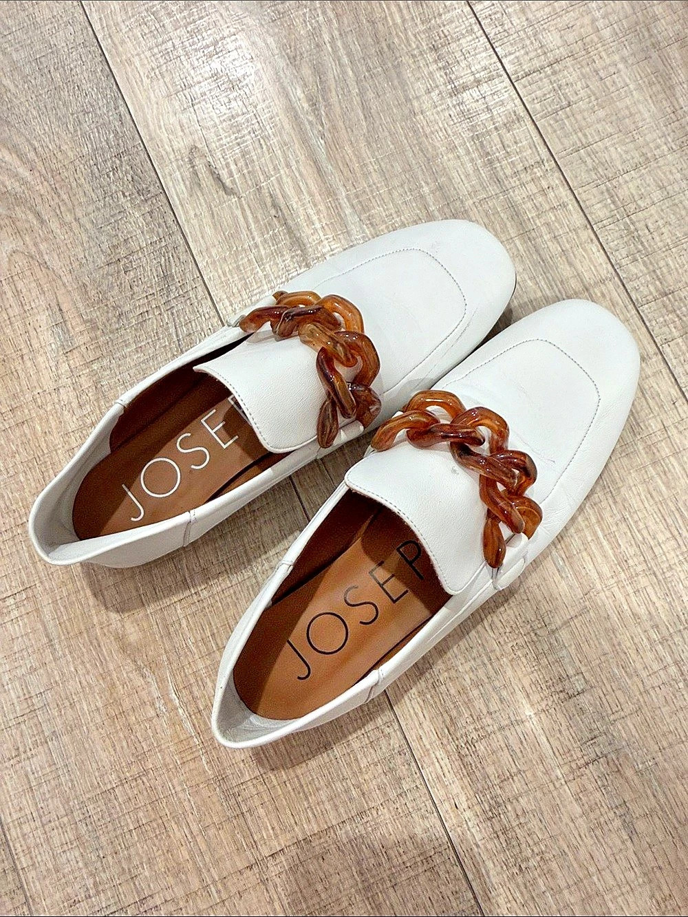 Joseph London Tortoise Chain Loafers White